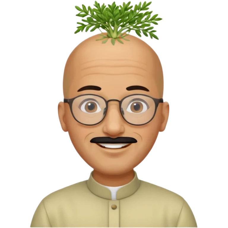 Bald moroccan man with one fennel on his head and glasses on and no turban  emoji