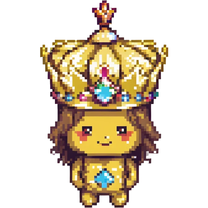gold star with a crown, representing the word 'Elite', pixel art style emoji