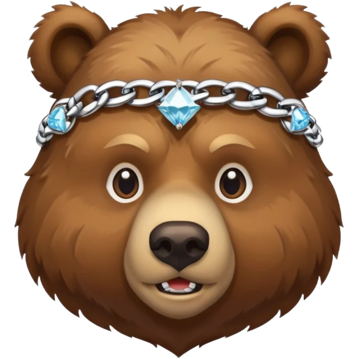 cute Russian grizzly bear wearing a diamond rapper chain emoji