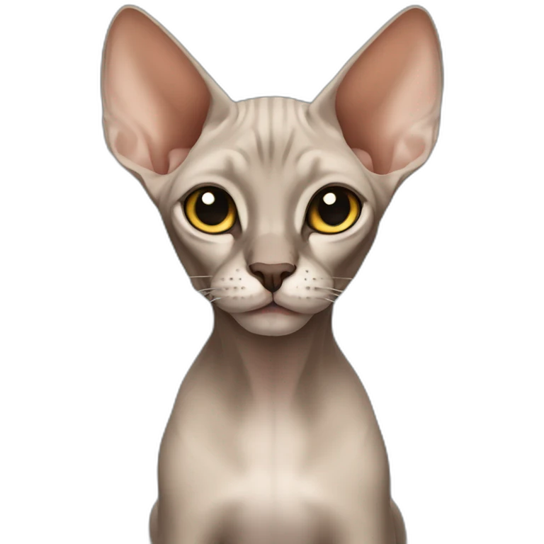 Sphinx cat with big ears that have a black tip emoji