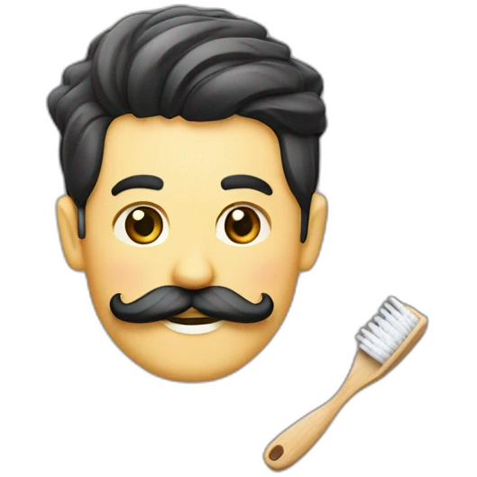 Homme en treillis allemand avec une moustache brosse a dent emoji