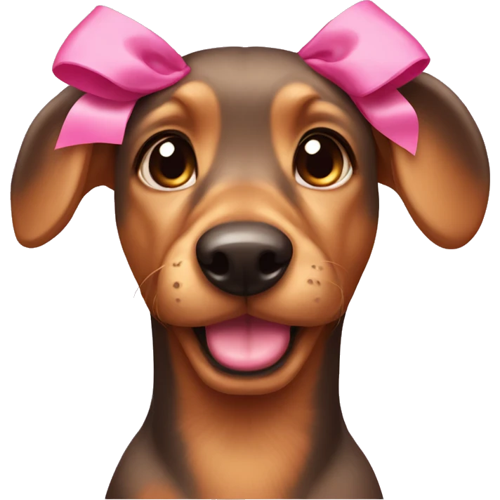 Dashound with pink bows on ears emoji