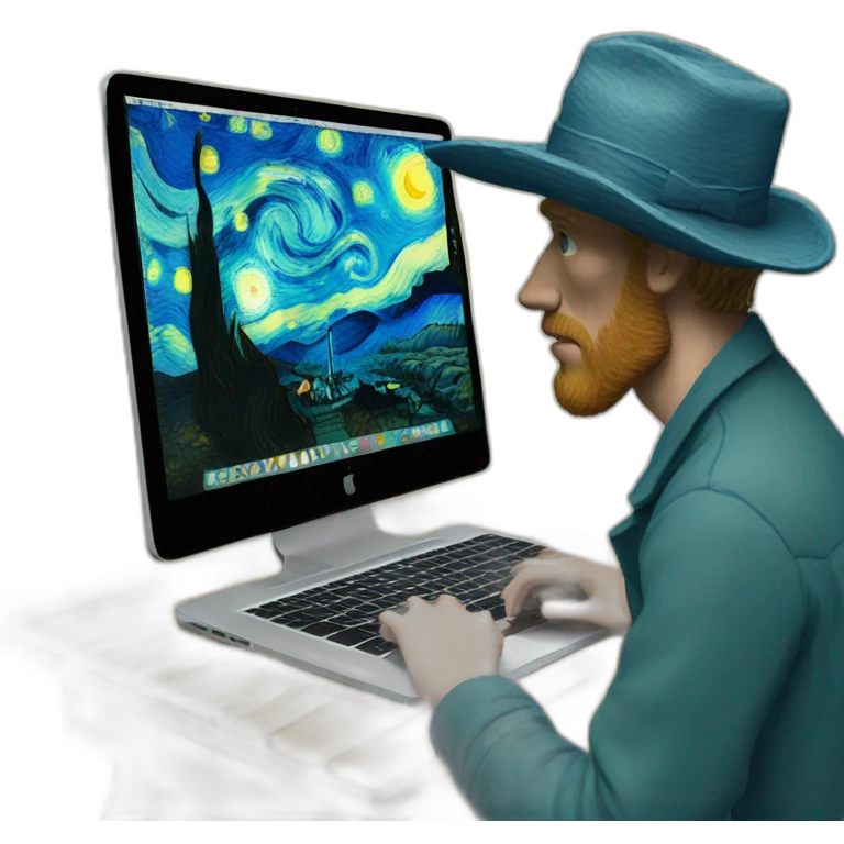 van gogh working on a macbook emoji