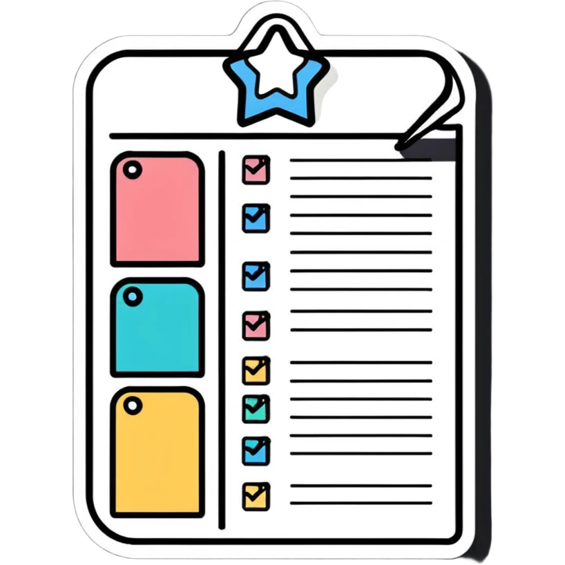 soft pastel kawaii rounded to-do list sticker with star-shaped checkboxes emoji