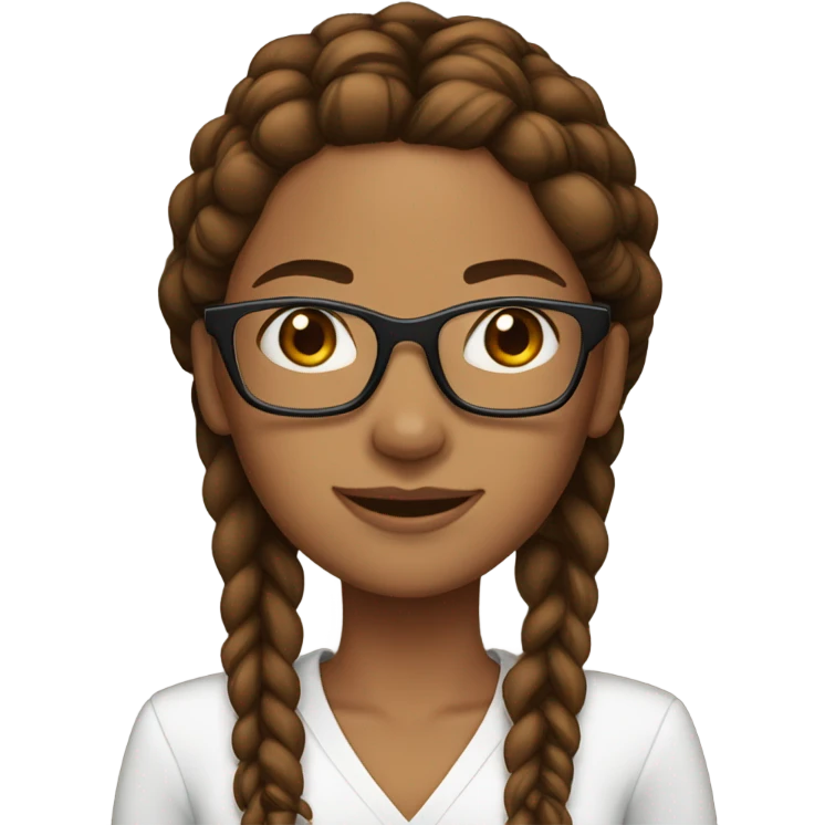 Pretty woman with brown skin, with glasses, a slender build, and long brown braids emoji