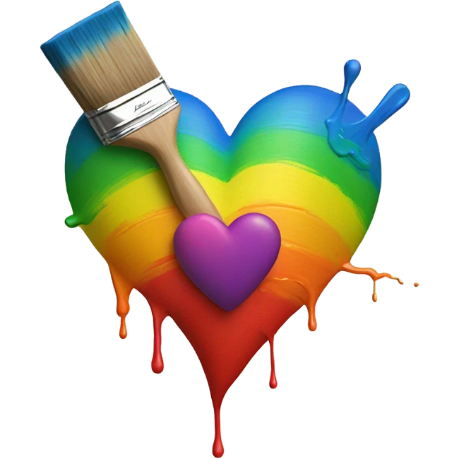 A rainbow heart with a paint brush crossing it  emoji