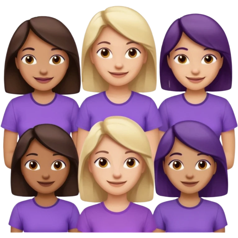 various races of women in a purple shirt ages 25-50 emoji