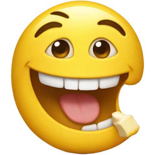 happy emoji face eating yellow bone emoji