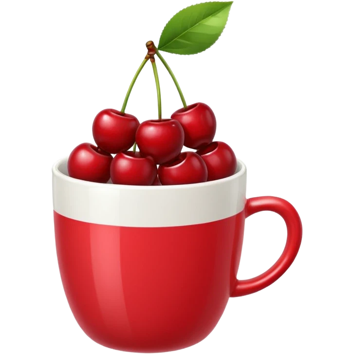 5pcs Fruit Cherry red on a cup. Fucos camera on the top of the cup emoji