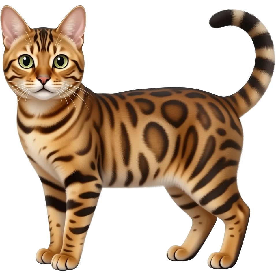 Realistic slim beautiful fine aesthetic Bengal cat emoji