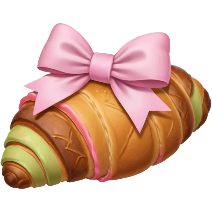 Croissant with light pink bow emoji