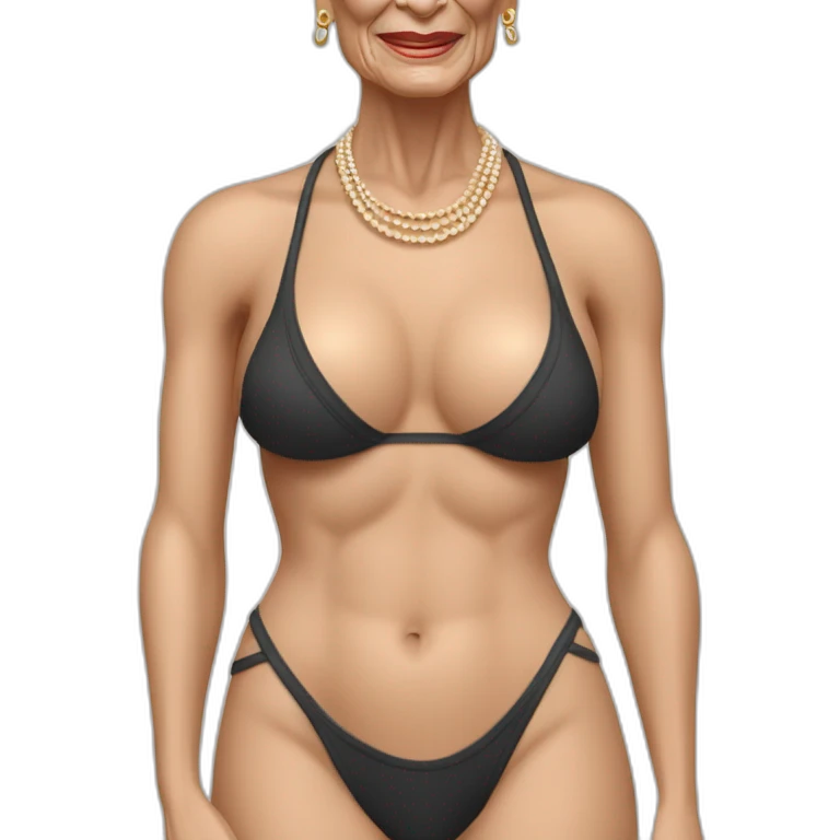 sexy ruth bader ginsburg wearing only a string bikini bottoms top exposed (full body, ios17) emoji