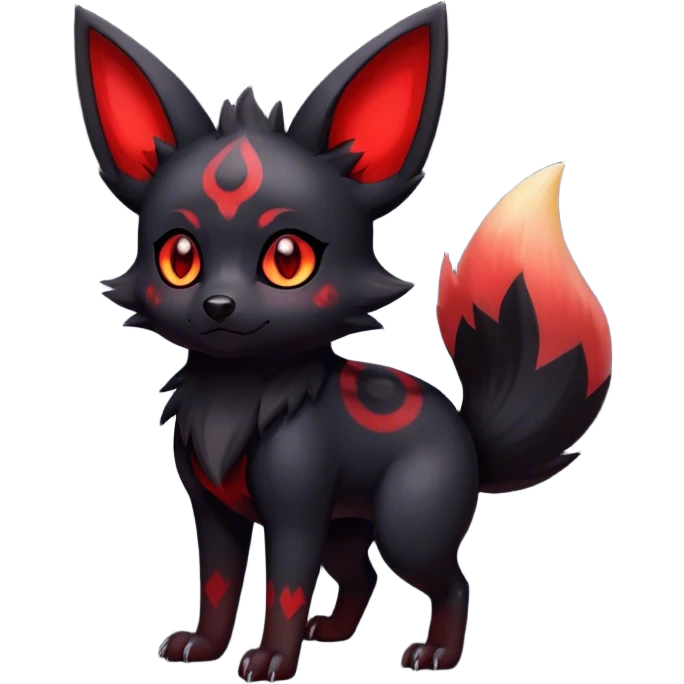 Zorua-Umbreon-hybrid, full body, spot markings emoji