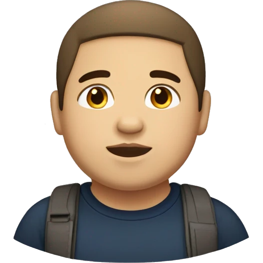 Chubby Hispanic boy with light skin brown straight short hair and brown eyes very tall emoji