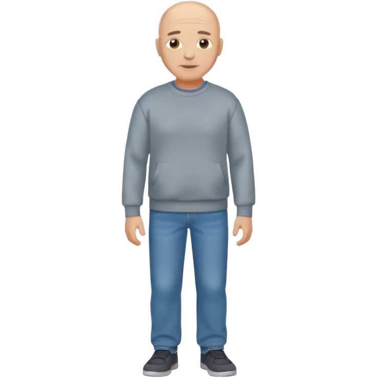 mature bald man sweatshirt and jeans full body emoji
