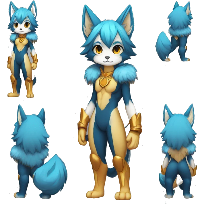 Anthro-Edgy-Cool-Blue-Yellow-Beige-Orange-Contrast-Colors-Fantasy-Fur-Sona-Chibi-Shiny-Fakémon-Hybrid full body emoji