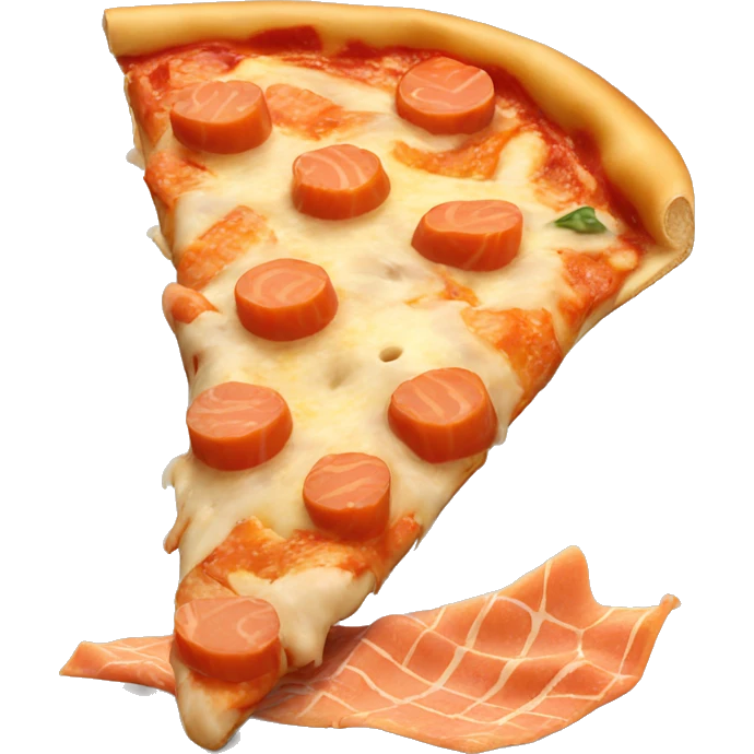 One round pizza with salmon and cheese emoji