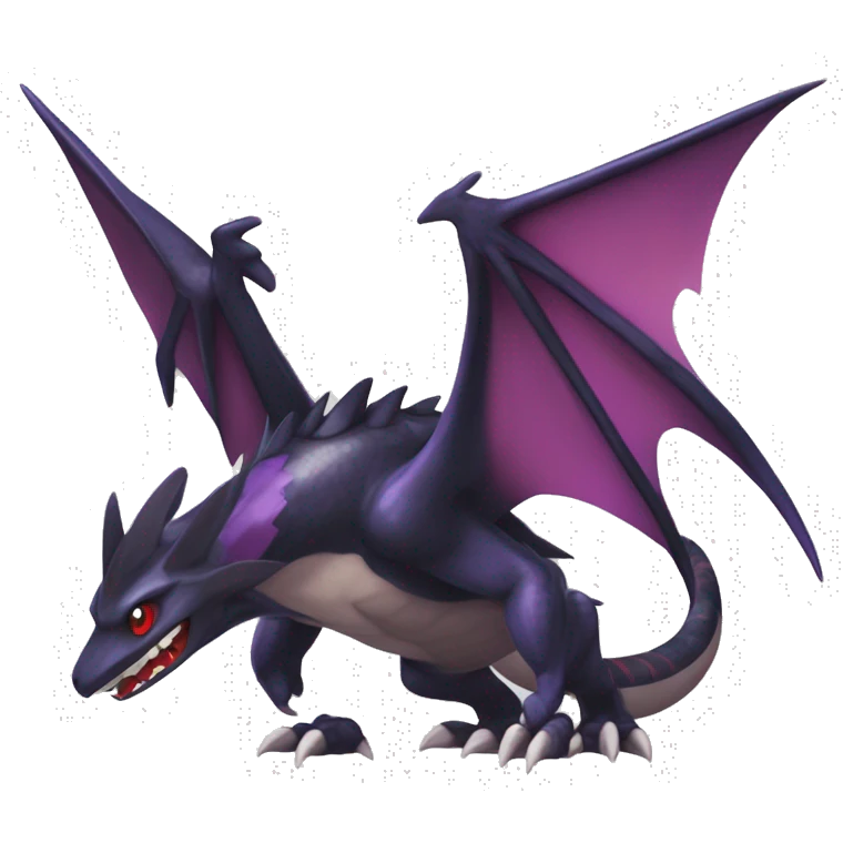 Black Cool Edgy Nargacuga-Garchomp-Noivern-Noibat Fakémon  with White and Red and purple and black Edgy markings emoji