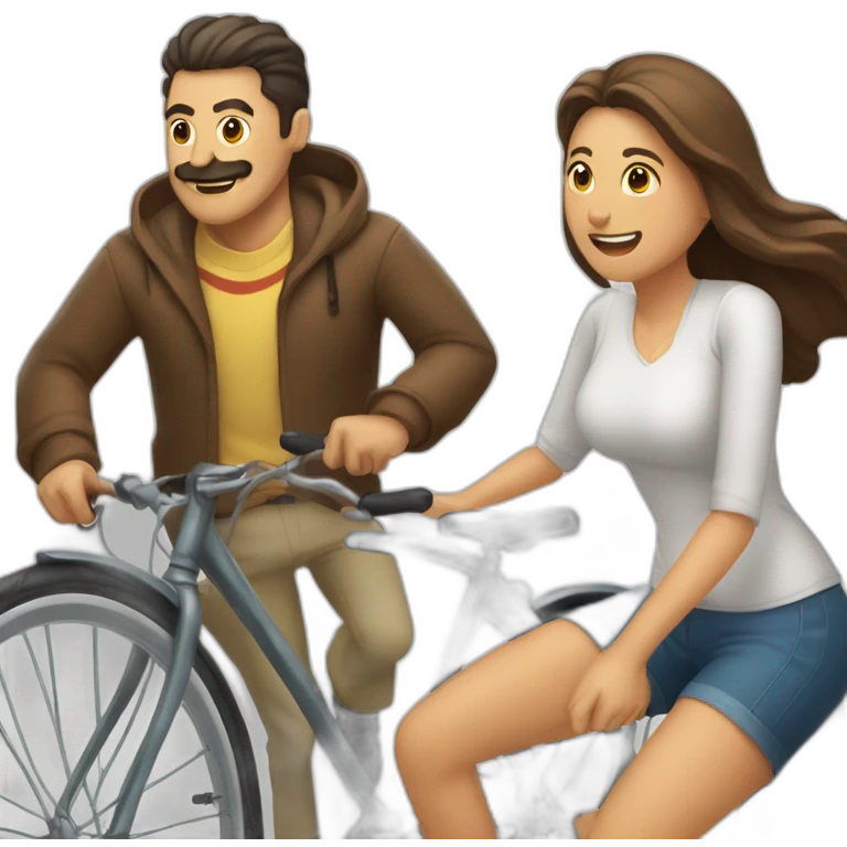 hombre y mujer montando en una bicicleta por separado cada uno separados emoji