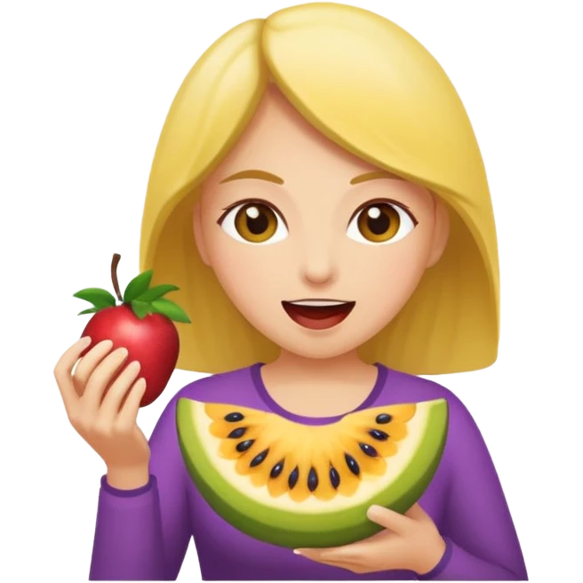 woman eating fruit emoji