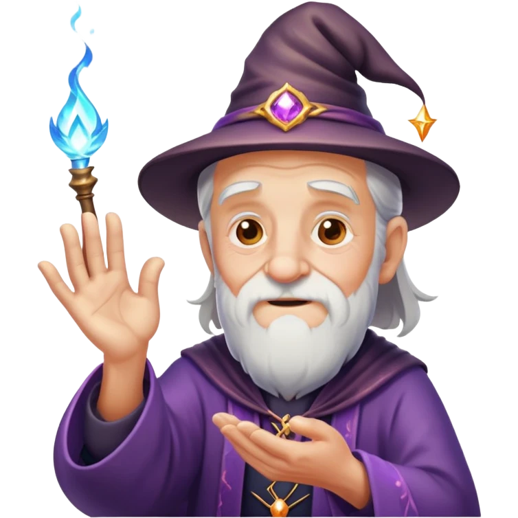old man casting a magic spell with sparkles and magic effects emoji