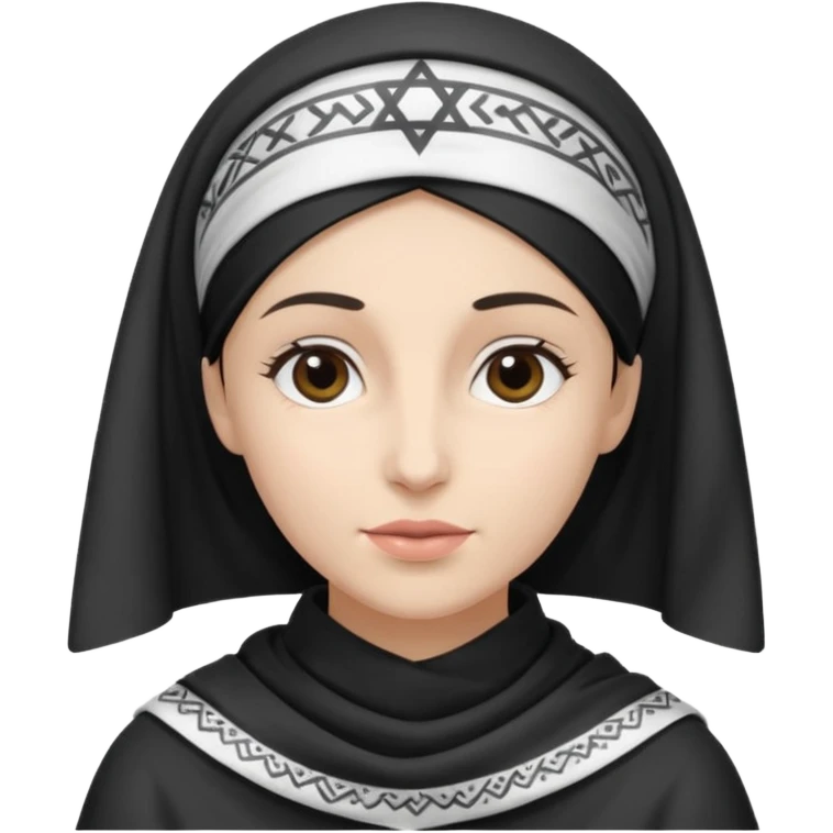 religious jewish woman with kercheif on head black and white emoji