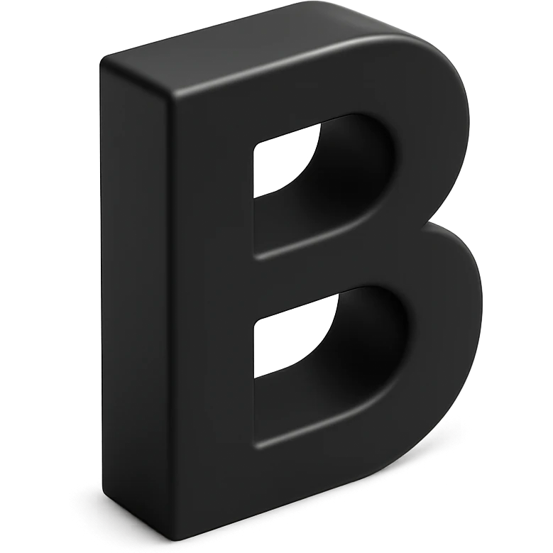 bold and clear letter B in 3D black style emoji