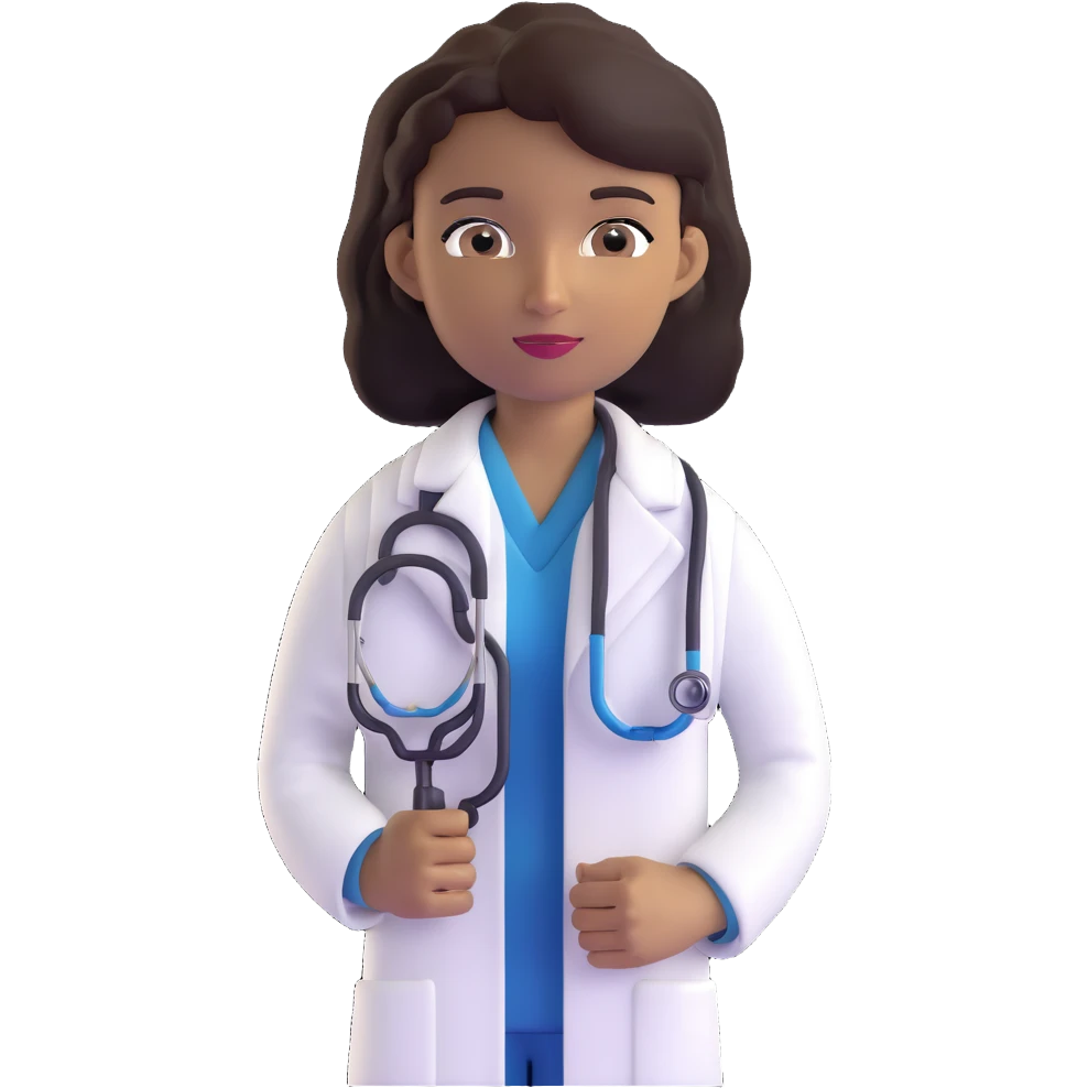 mature 60 year old doctor with stethoscope, dark brown hair, medium-dark tan skin tone, cinnamon skin, professional looking but not elderly emoji