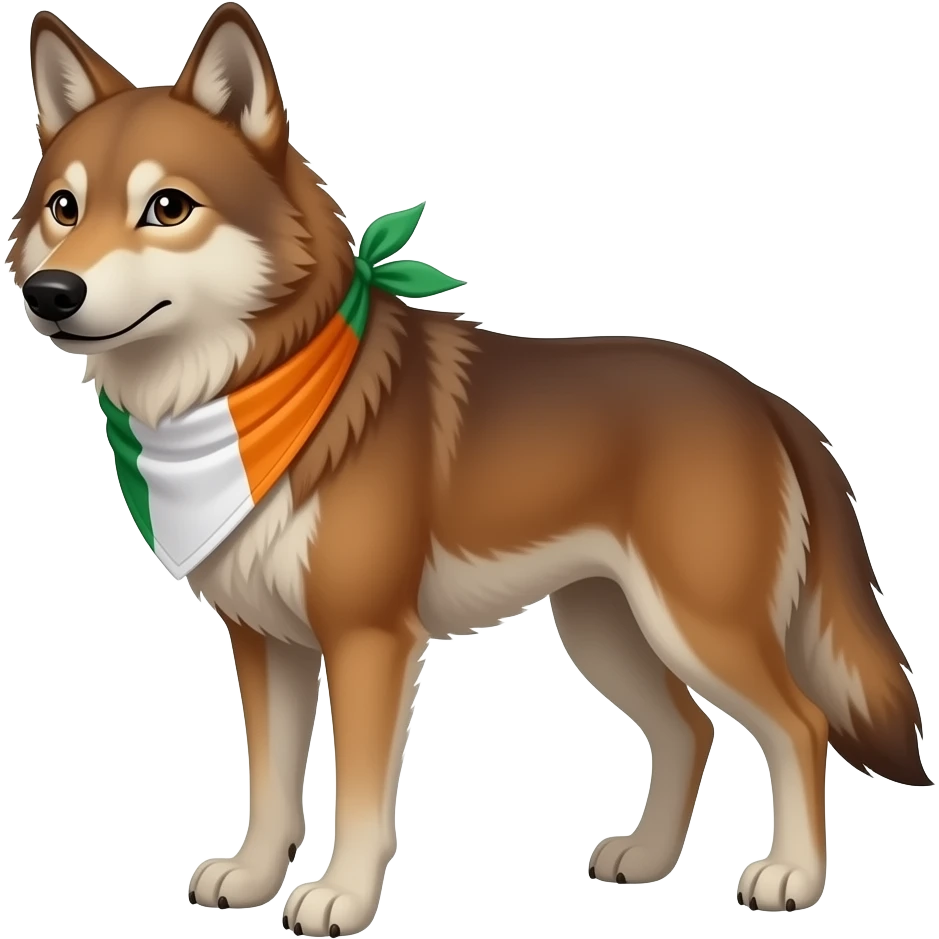 Red wolf with Irish flag bandana emoji