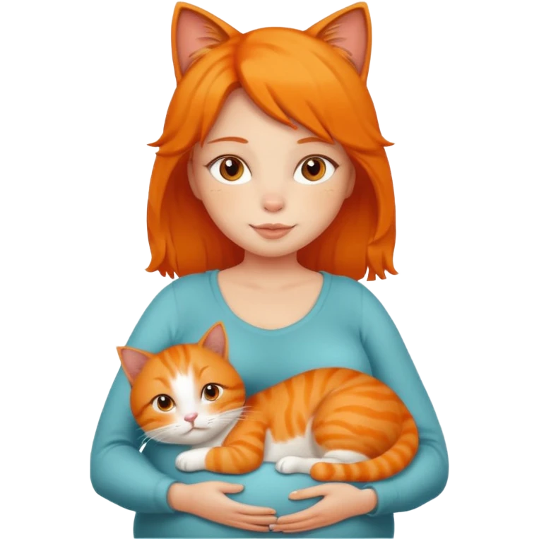 pregnant woman with orange cat emoji