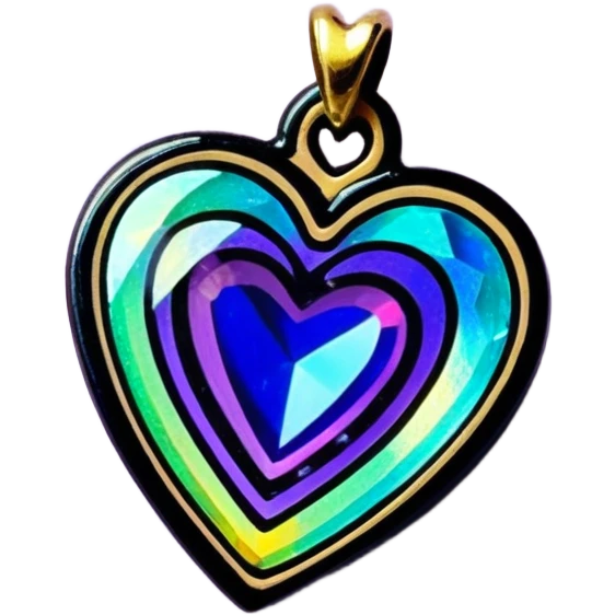 heart shaped mystic topaz holographic charm with rainbow sparkles emoji