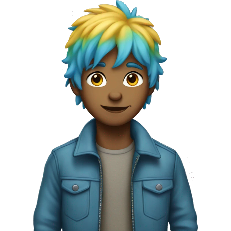 blue haired cat boy in jacket emoji