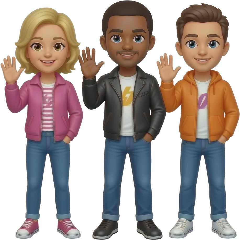 The tronic band waving emoji