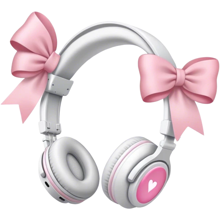 White headphones with 2 light pink bows emoji