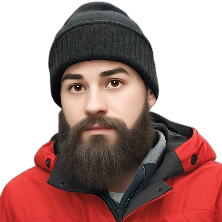 red jacket, bearded man emoji