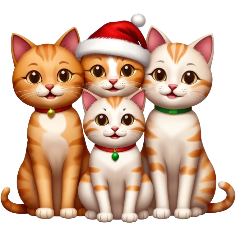 three happy christmas cats emoji