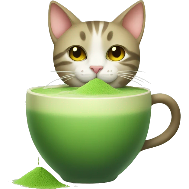 Cat drinking matcha emoji