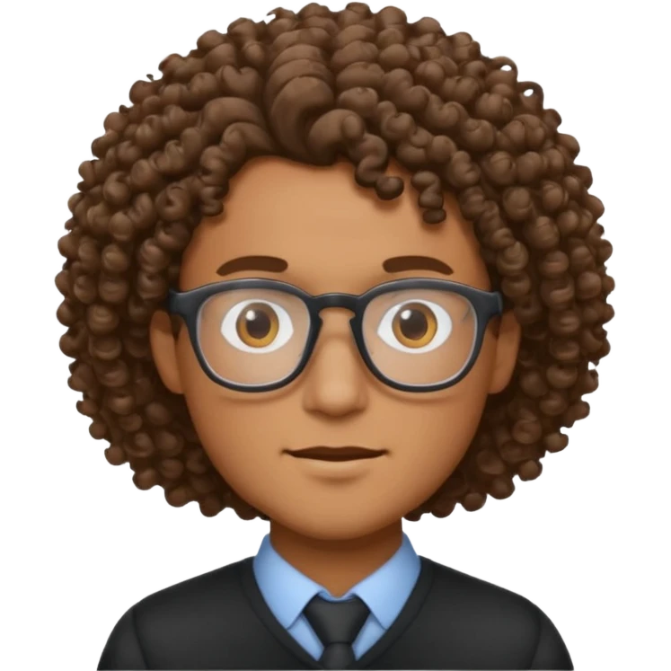 homme blanc brun avec cheveux frisés et lunette emoji