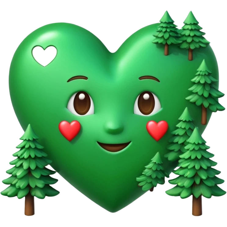 a big green heart emoji inscribed on it "I love you Candy"  with small pine trees behind it emoji
