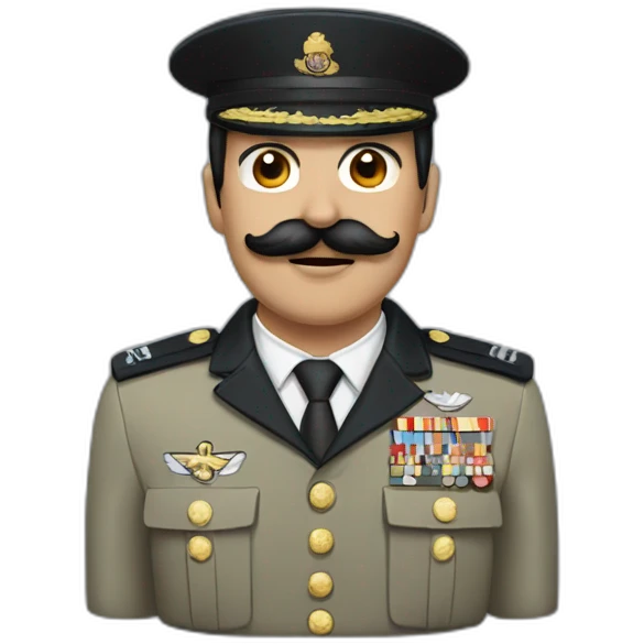 man with black hair and black toothbrush mustache in military uniform emoji