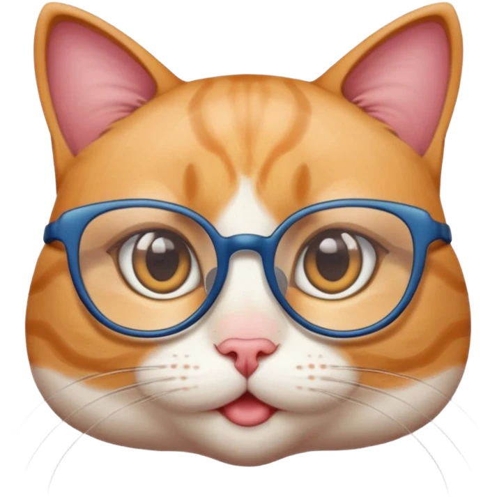 cute girl cat with really big, super thin-framed glasses emoji