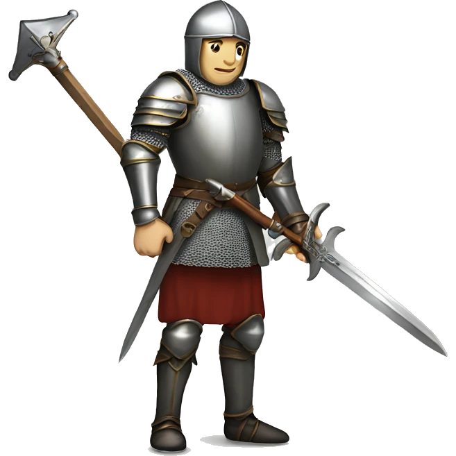 Guy wearing armour from medieval  holding a big sword emoji
