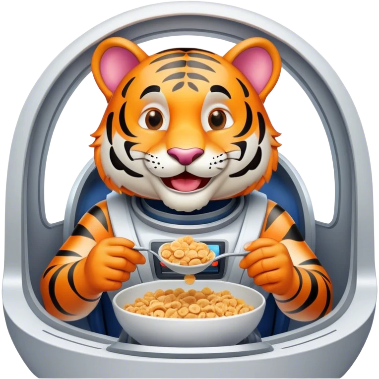 Tony the Tiger in a spaceship eating cereal  emoji