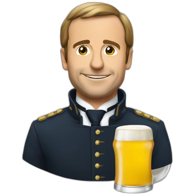 Macron buvant une bière emoji