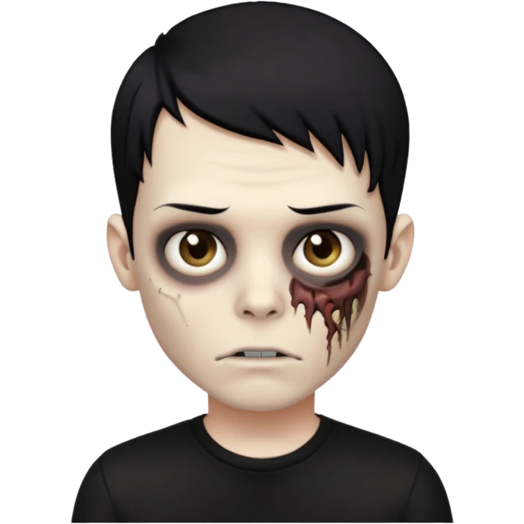 Zombie boy with emo black hair and a black shirt emoji