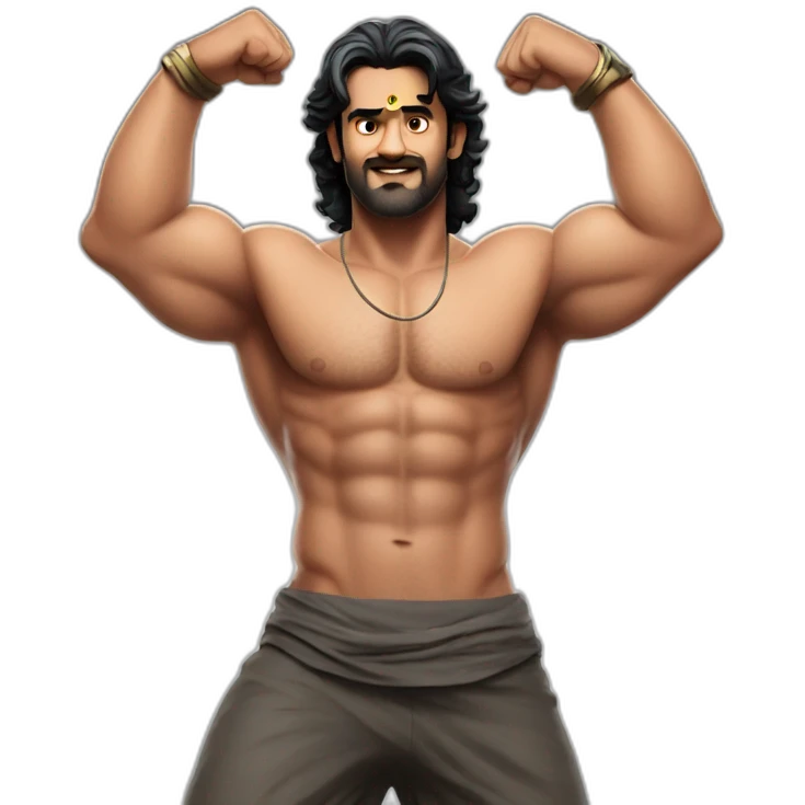 Prabhas flexing his body emoji