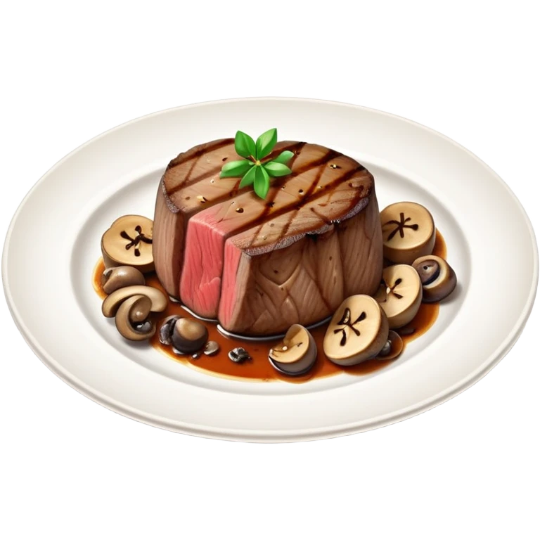 Plate of filet mignon and mushrooms  emoji