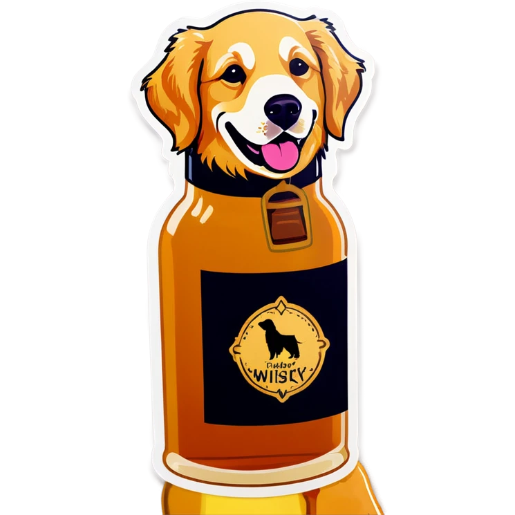 Golden retriever in a whisky bottle emoji