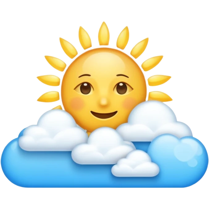 bright blue sky with scattered clouds and sun rays, no faces emoji