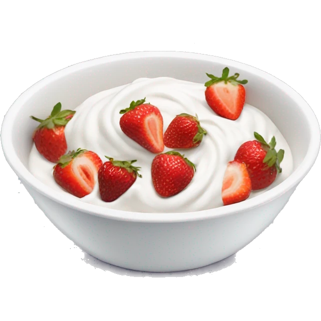 bowl of yogurt with strawberries emoji